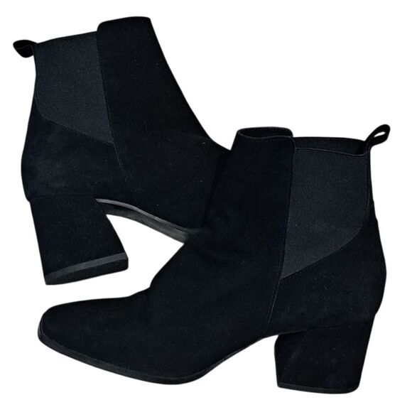 Antonio De Falia Slip On Leather Suede Goth Ankle Boots Block Heel Siz 8 Black - Picture 5 of 15